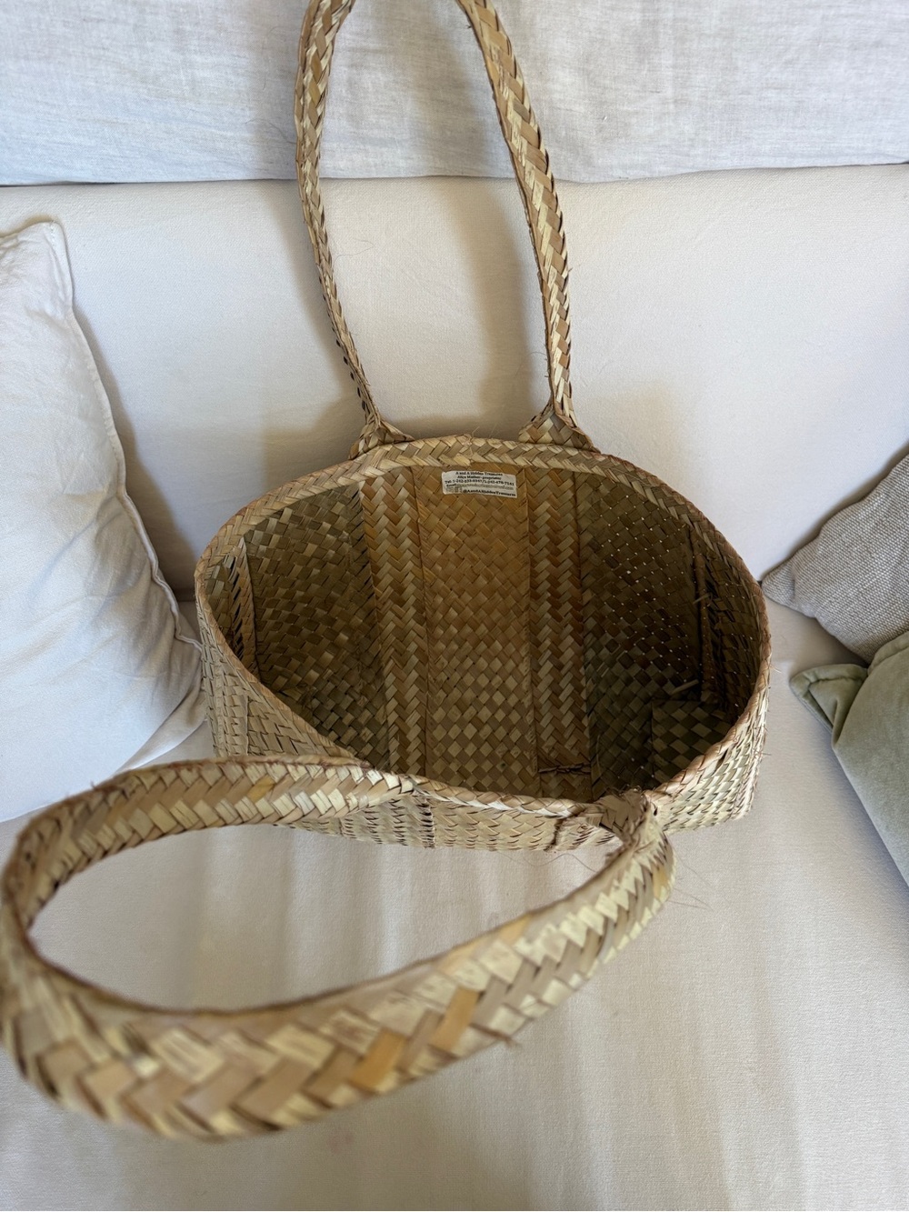 Handmade A and A hidden treasures Woven Natural Straw Tote Bag Beige - Picture 3 of 10